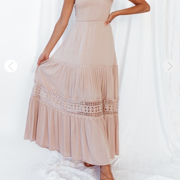 Fortunate one Agatha Maxi Dress Mocha NWT L - Picture 2 of 5